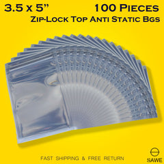 Anti Static Shielding ESD Bags 3.5 x 5" Inch Zip Lock Resealable for Varieties of Electronic Device SAWE Lighting
