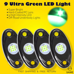 LED Rock Light Pods Lights for Offroad Car Truck ATV Underbody Wheel Grille and Surface Mount - Green SAWE Lighting