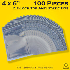 Anti Static Shielding ESD Bags 4 x 6" Inch Zip Lock Resealable for Varieties of Electronic Device 10 x 15cm SAWE Lighting