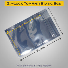 Anti Static Shielding ESD Bags 3.5 x 5" Inch Zip Lock Resealable for Varieties of Electronic Device SAWE Lighting