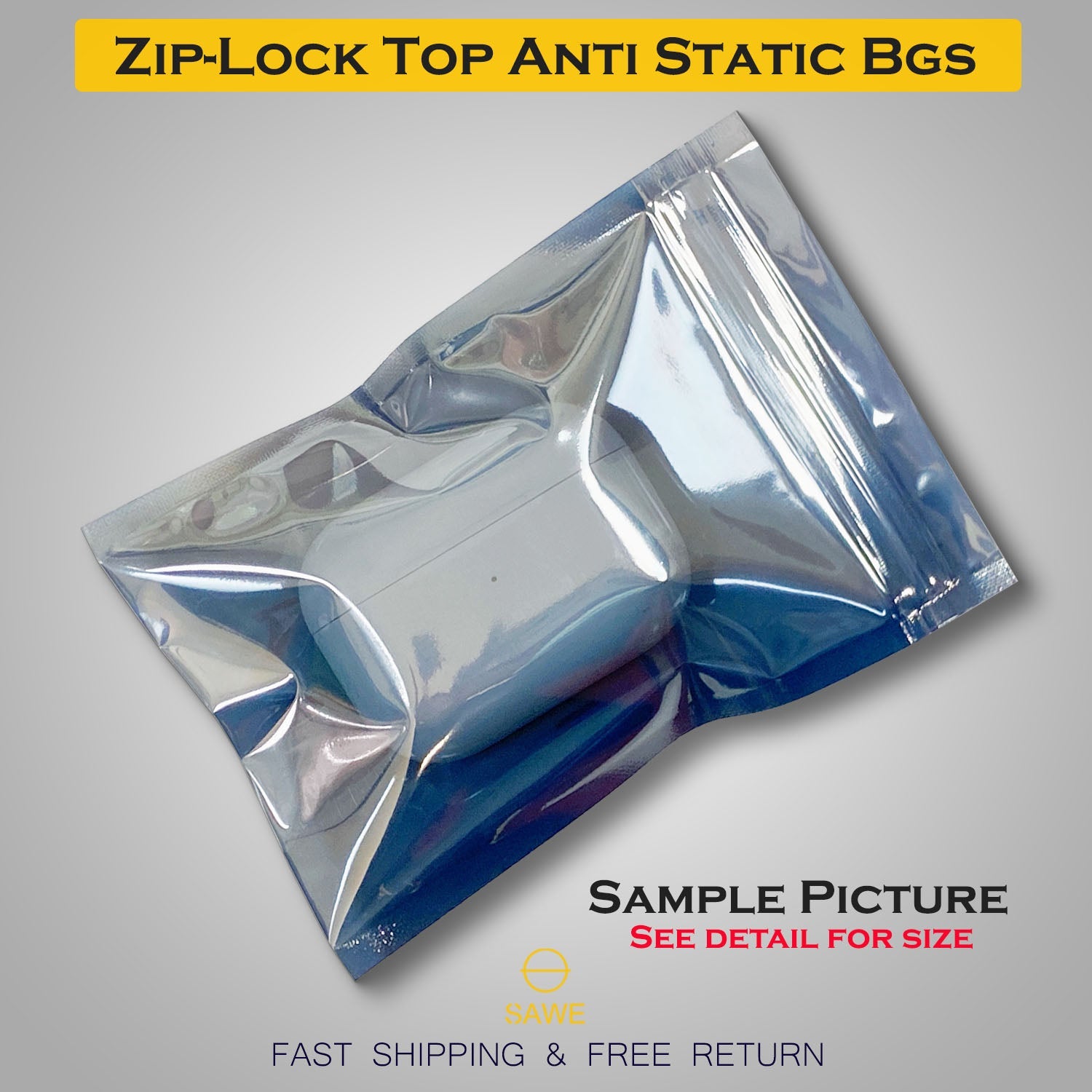 Anti Static Shielding ESD Bags 3 x 5" Inch Zip Lock Resealable for Varieties of Electronic Device SAWE Lighting