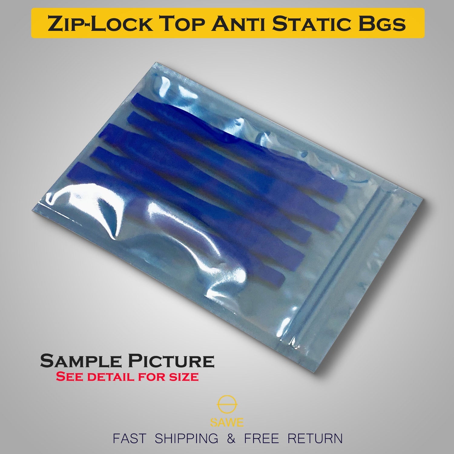 Anti Static Shielding ESD Bags 3.5 x 5" Inch Zip Lock Resealable for Varieties of Electronic Device SAWE Lighting