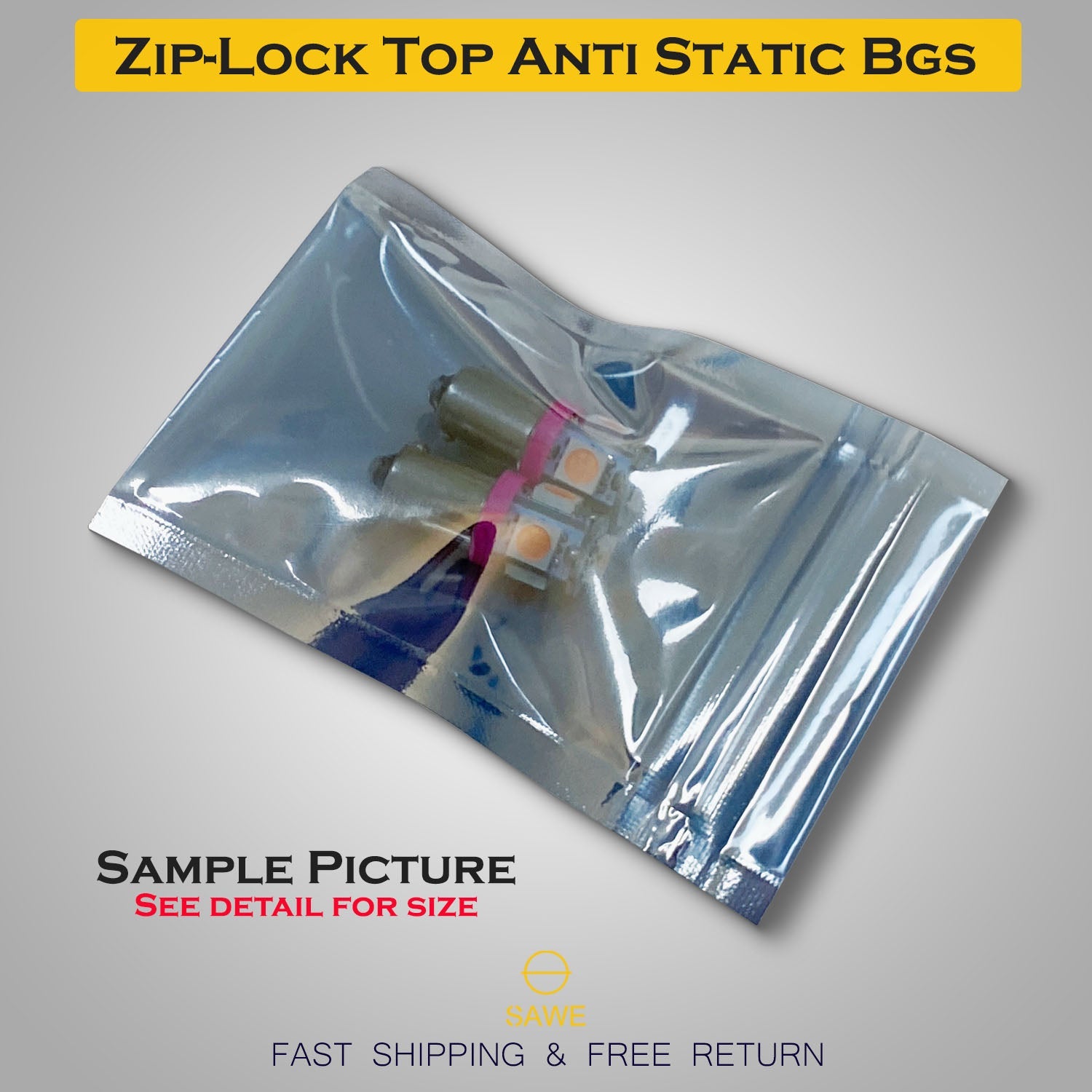 Anti Static Shielding ESD Bags 2.5 x 3.5" Inch Zip Lock Resealable for Varieties of Electronic Device SAWE Lighting