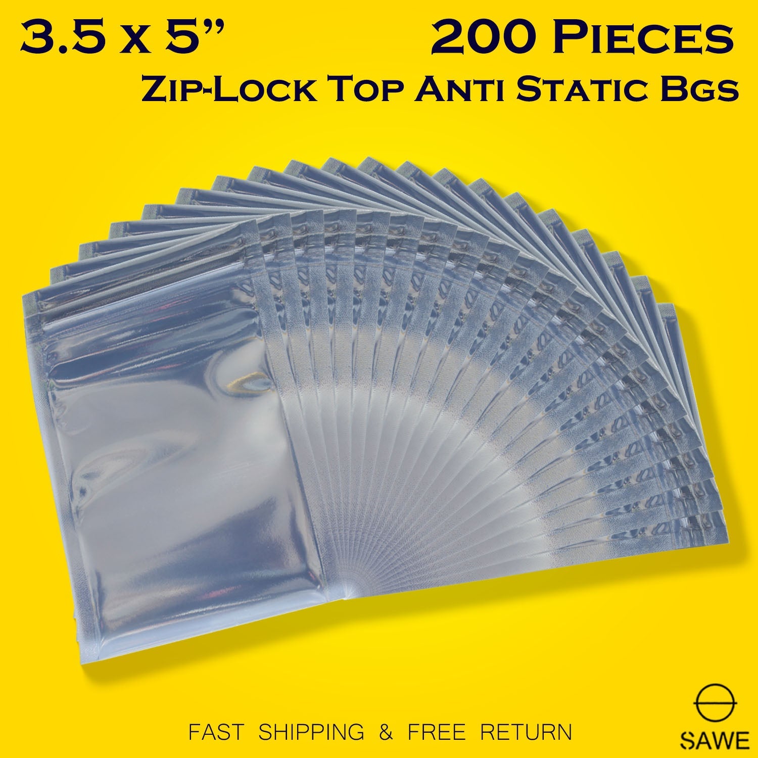 Anti Static Shielding ESD Bags 3.5 x 5" Inch Zip Lock Resealable for Varieties of Electronic Device SAWE Lighting