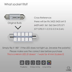 SAWE ® 578 211-2 212-2 44mm LED Bulb 5050 10SMD Interior Dome Map Door Courtesy Light Trunk Lights - Green SAWE Lighting