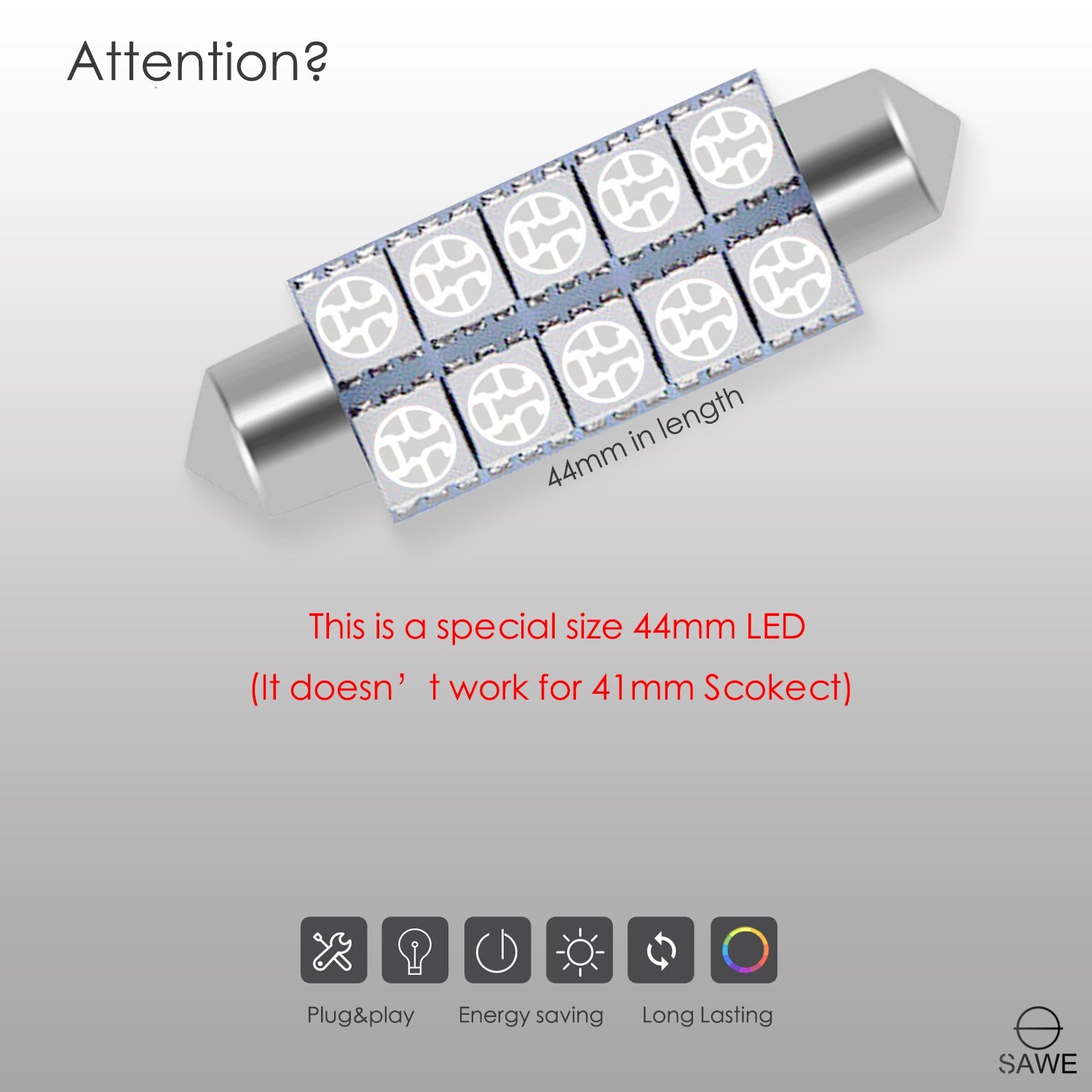 SAWE ® 578 211-2 212-2 44mm LED Bulb 5050 10SMD Interior Dome Map Door Courtesy Light Trunk Lights - Green SAWE Lighting
