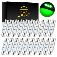 SAWE ® 28mm 3SMD T6 6641 LED Bulbs Sun Visor Vanity Mirror Fuse Lights - Green SAWE Lighting