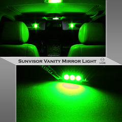 SAWE ® 28mm 3SMD T6 6641 LED Bulbs Sun Visor Vanity Mirror Fuse Lights - Green SAWE Lighting