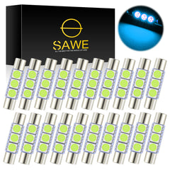 SAWE ® 28mm 3SMD T6 6641 LED Bulbs Sun Visor Vanity Mirror Fuse Lights - Ice Blue SAWE Lighting