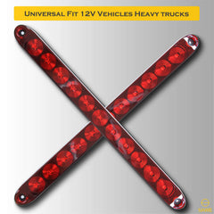 11-LED 15" Inch Red Sealed LED Truck Trailer Strip 3rd Brake Lights Rear Turn Tail Light Bar SAWE Lighting