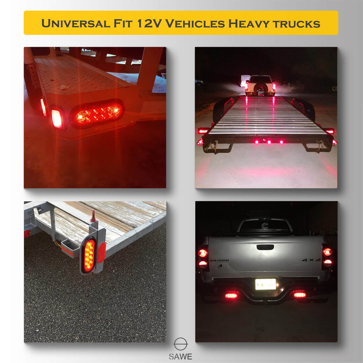 10-LED 6" Inch Red Oval Flush Mount Brake LED Lights Stop Tail Light for Car Truck Trailer SAWE Lighting