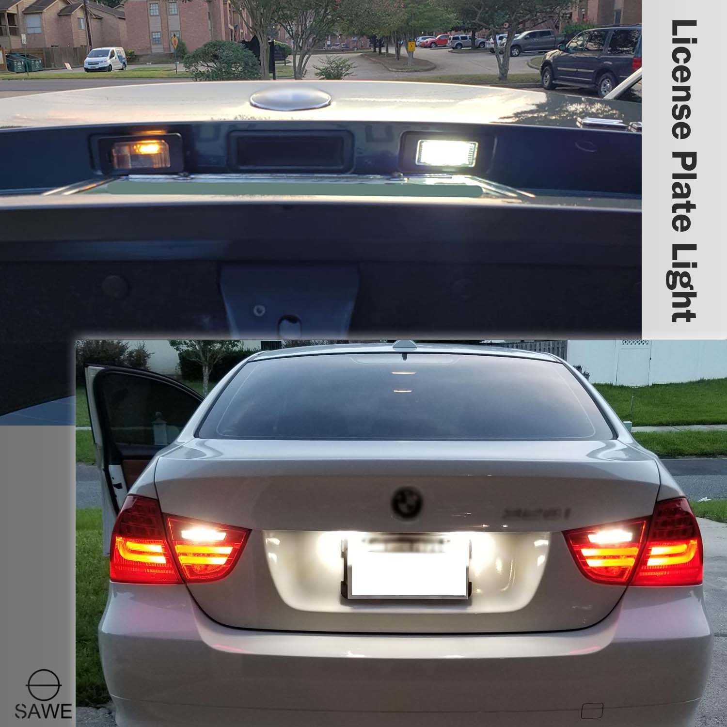 Error Free LED License Plate Light Housing For BMW 135i 325i 328i 335i 528i 535i X6 X5 - White SAWE Lighting