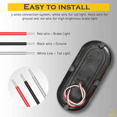 10-LED 6" Inch Red Oval Flush Mount Brake LED Lights Stop Tail Light for Car Truck Trailer SAWE Lighting