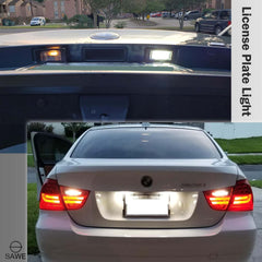 Error Free LED License Plate Light Housing For BMW 135i 325i 328i 335i 528i 535i X6 X5 - White SAWE Lighting