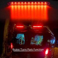 11-LED 15" Inch Red Sealed LED Truck Trailer Strip 3rd Brake Lights Rear Turn Tail Light Bar SAWE Lighting