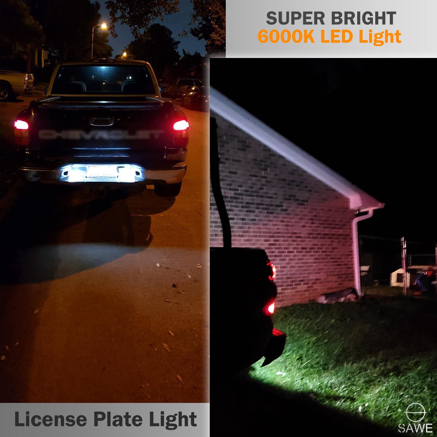 LED License Plate Light Housing Kit For Silverado Suburban Tahoe GMC Sierra Yukon 1500 2500 3500 - White SAWE Lighting