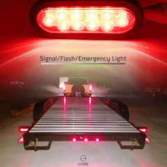 10-LED 6" Inch Red Oval Flush Mount Brake LED Lights Stop Tail Light for Car Truck Trailer SAWE Lighting
