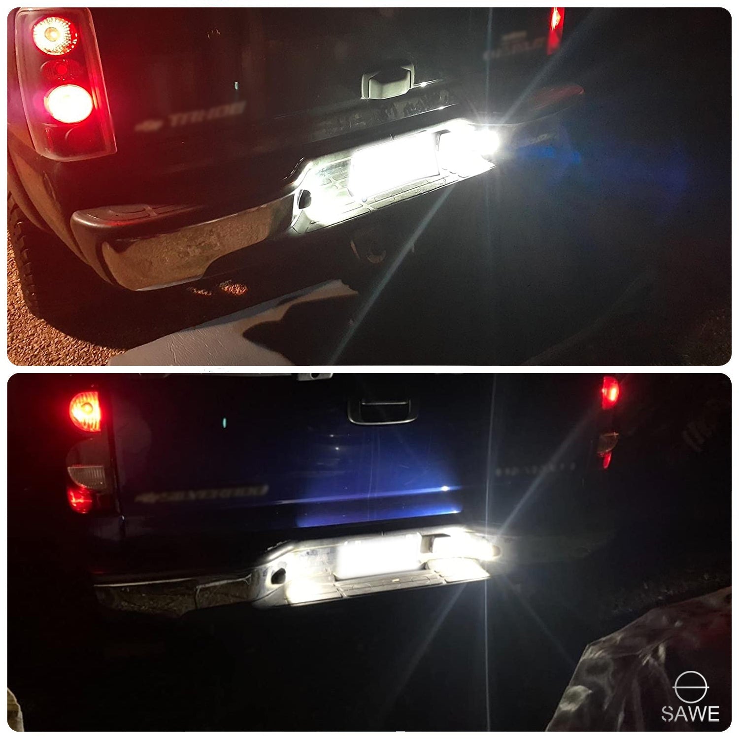 LED License Plate Light Housing Kit For Silverado Suburban Tahoe GMC Sierra Yukon 1500 2500 3500 - White SAWE Lighting