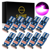 SAWE ® T10 194 168 921 W5W LED Bulb 3014 15SMD License Plate Light Dome Map Trunk Lights or DRL Bulbs - Pink SAWE Lighting