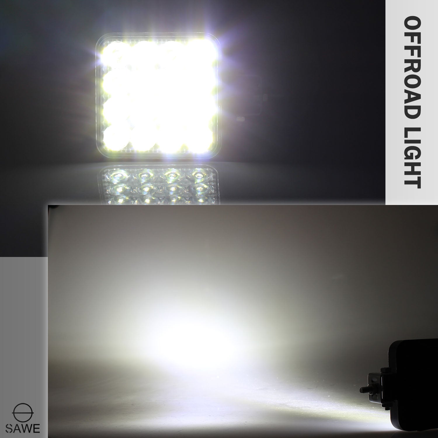 Square LED Spotlights for Trucks Pickup SUV ATV Offroad Fog Flood Work Pod Light Bulbs Bar - White SAWE Lighting