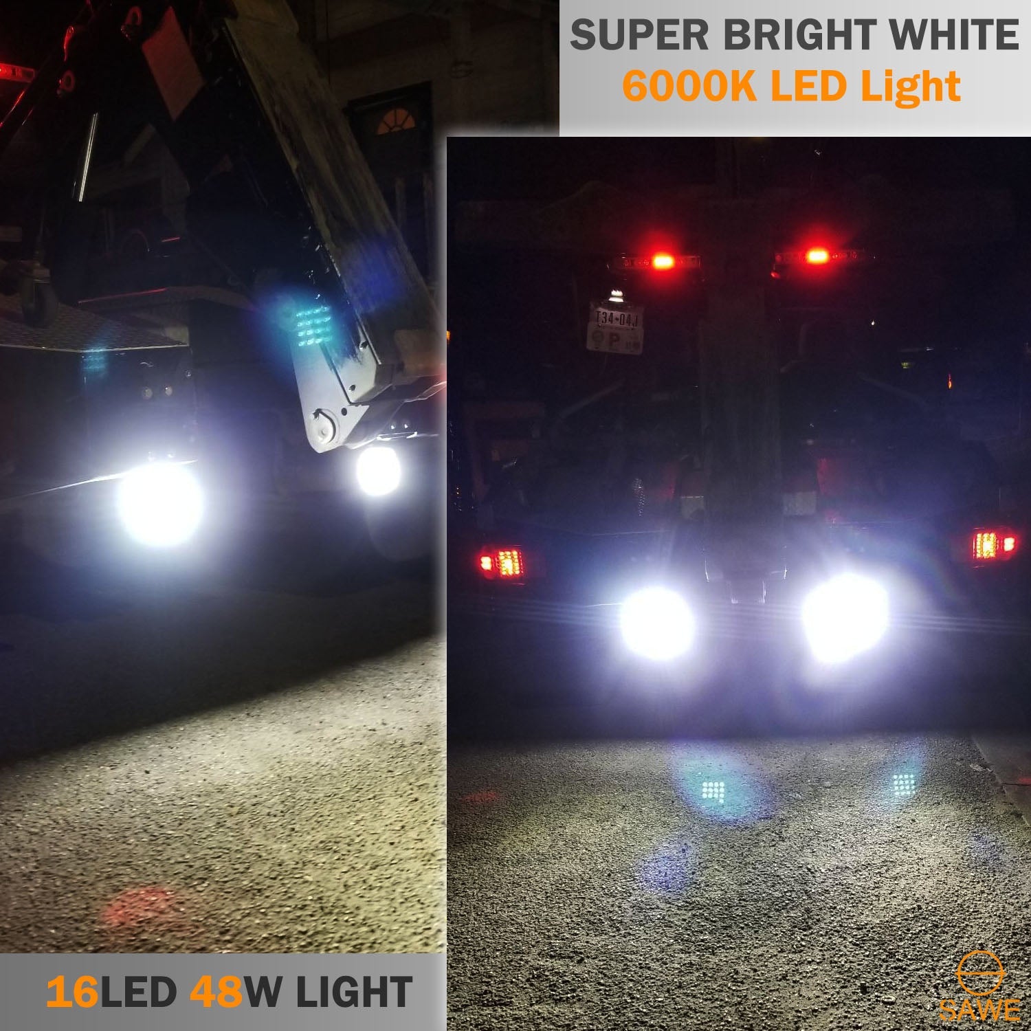 Square LED Spotlights for Trucks Pickup SUV ATV Offroad Fog Flood Work Pod Light Bulbs Bar - White SAWE Lighting