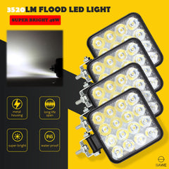 Square LED Spotlights for Trucks Pickup SUV ATV Offroad Fog Flood Work Pod Light Bulbs Bar - White SAWE Lighting