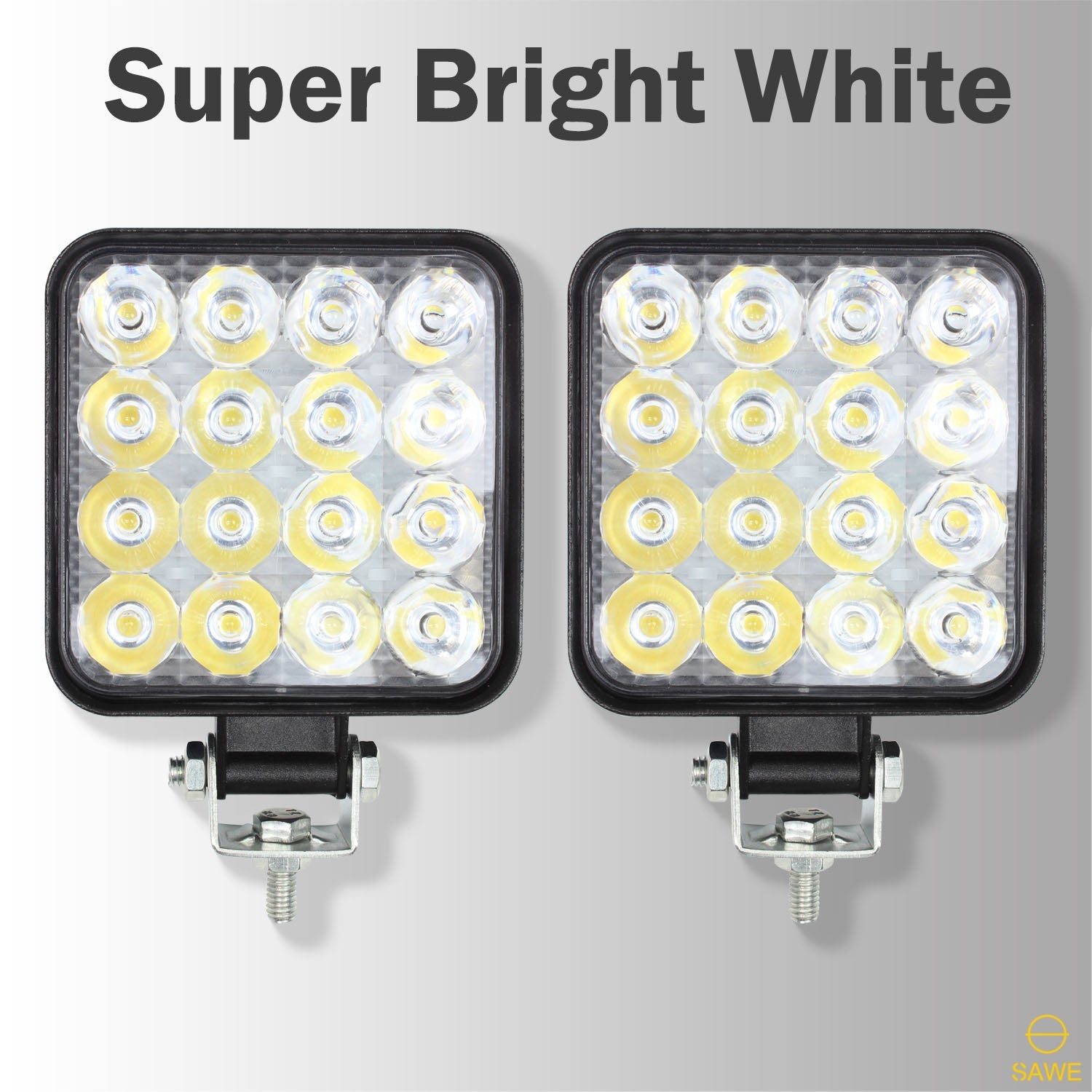 Square LED Spotlights for Trucks Pickup SUV ATV Offroad Fog Flood Work Pod Light Bulbs Bar - White SAWE Lighting
