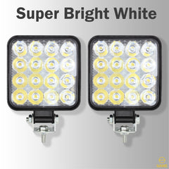 Square LED Spotlights for Trucks Pickup SUV ATV Offroad Fog Flood Work Pod Light Bulbs Bar - White SAWE Lighting