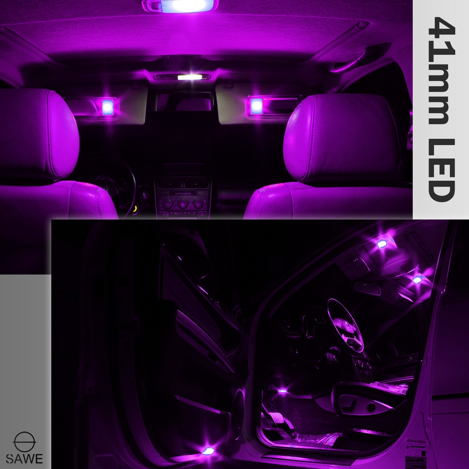 SAWE ® 578 211-2 212-2 41mm 42mm LED Light Bulb 5050 6SMD Interior Dome Map Door Courtesy Trunk Lights - Pink SAWE Lighting