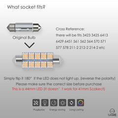 SAWE ® 578 211-2 212-2 44mm LED Bulb 5050 10SMD Interior Dome Map Door Courtesy Light Trunk Lights - Pink SAWE Lighting