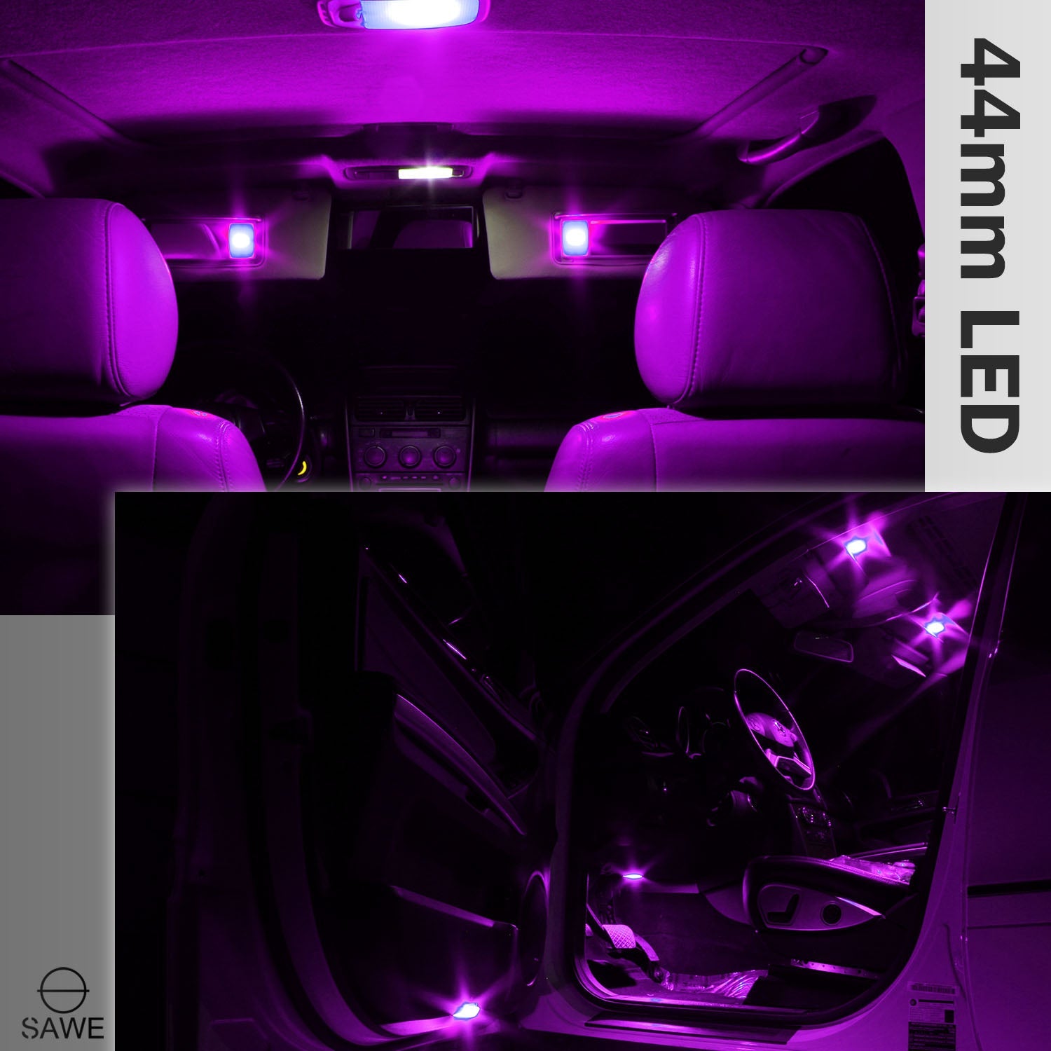 SAWE ® 578 211-2 212-2 44mm LED Bulb 5050 10SMD Interior Dome Map Door Courtesy Light Trunk Lights - Pink SAWE Lighting