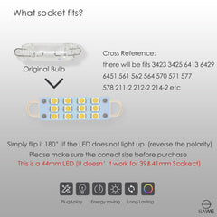 SAWE ® 561 563 567 211-2 212-2 LED Bulb Festoon 44mm 12smd Rigid Loop Interior Door Trunk LED Lights - Pink SAWE Lighting