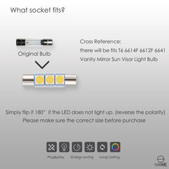 SAWE ® 28mm 3SMD T6 6641 LED Bulbs Sun Visor Vanity Mirror Fuse Lights - Pink SAWE Lighting