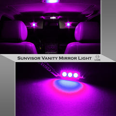 SAWE ® 28mm 3SMD T6 6641 LED Bulbs Sun Visor Vanity Mirror Fuse Lights - Pink SAWE Lighting