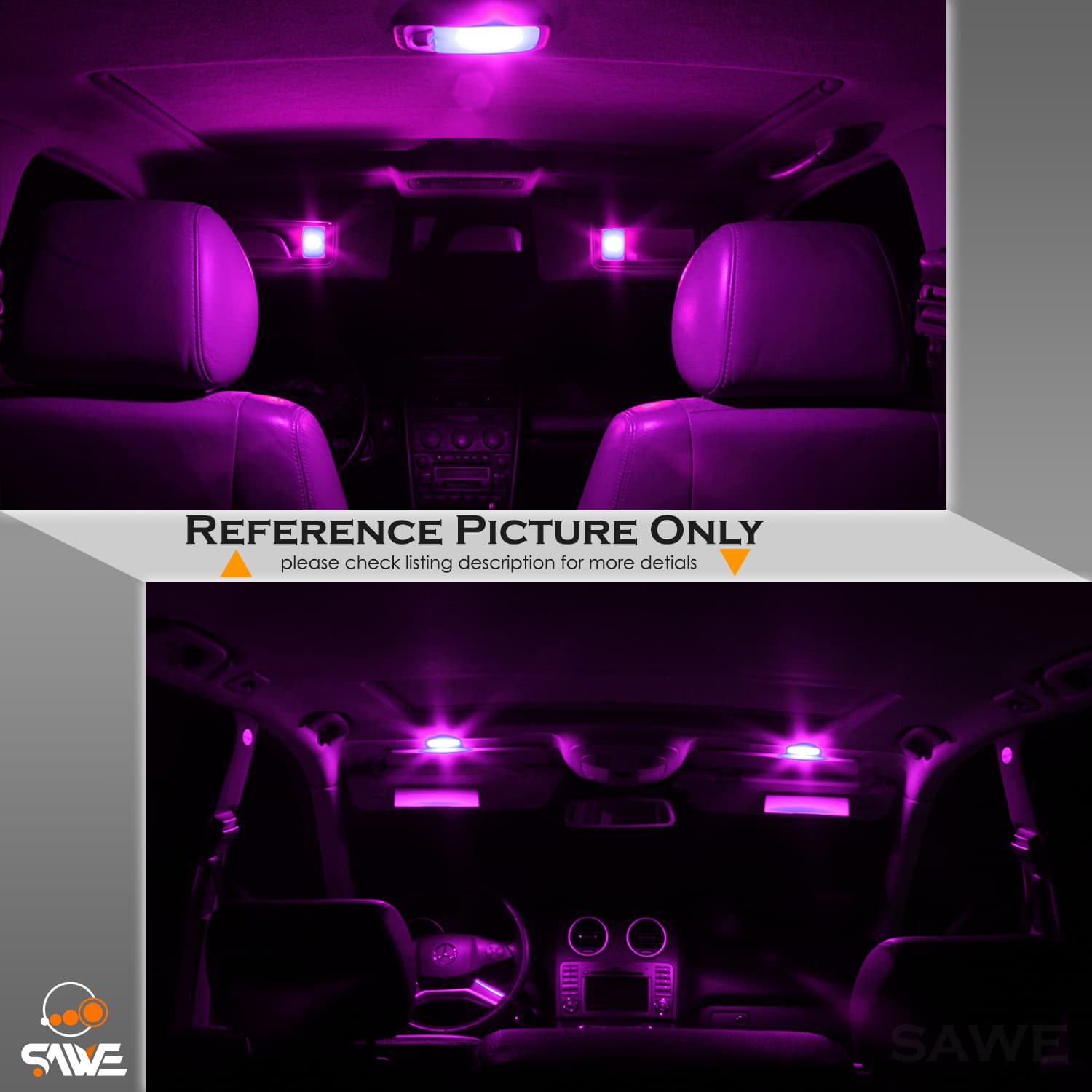 SAWE For GMC Yukon Interior LED Lights Bulb Replacement Kit (2007 - 2014) – Dome, Map, Trunk, License Plate – Red | Green | Ice Blue | Pink | Blue Upgrade Kit (14 Bulbs) SAWE Lighting