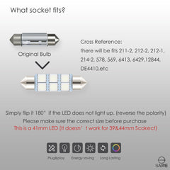 SAWE ® 578 211-2 212-2 41mm 42mm LED Light Bulb 5050 6SMD Interior Dome Map Door Courtesy Trunk Lights - Red SAWE Lighting