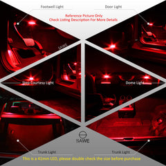 SAWE ® 578 211-2 212-2 41mm 42mm LED Light Bulb 5050 6SMD Interior Dome Map Door Courtesy Trunk Lights - Red SAWE Lighting