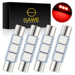 SAWE ® 28mm 3SMD T6 6641 LED Bulbs Sun Visor Vanity Mirror Fuse Lights - Red SAWE Lighting