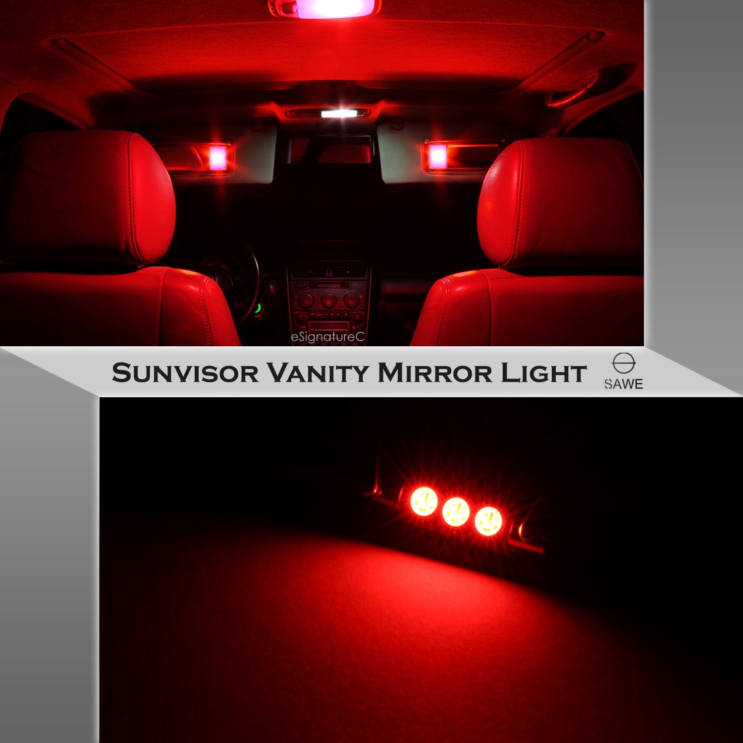 SAWE ® 28mm 3SMD T6 6641 LED Bulbs Sun Visor Vanity Mirror Fuse Lights - Red SAWE Lighting