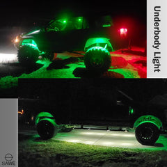 LED Rock Light Pods Lights for Offroad Car Truck ATV Underbody Wheel Grille and Surface Mount - Green SAWE Lighting