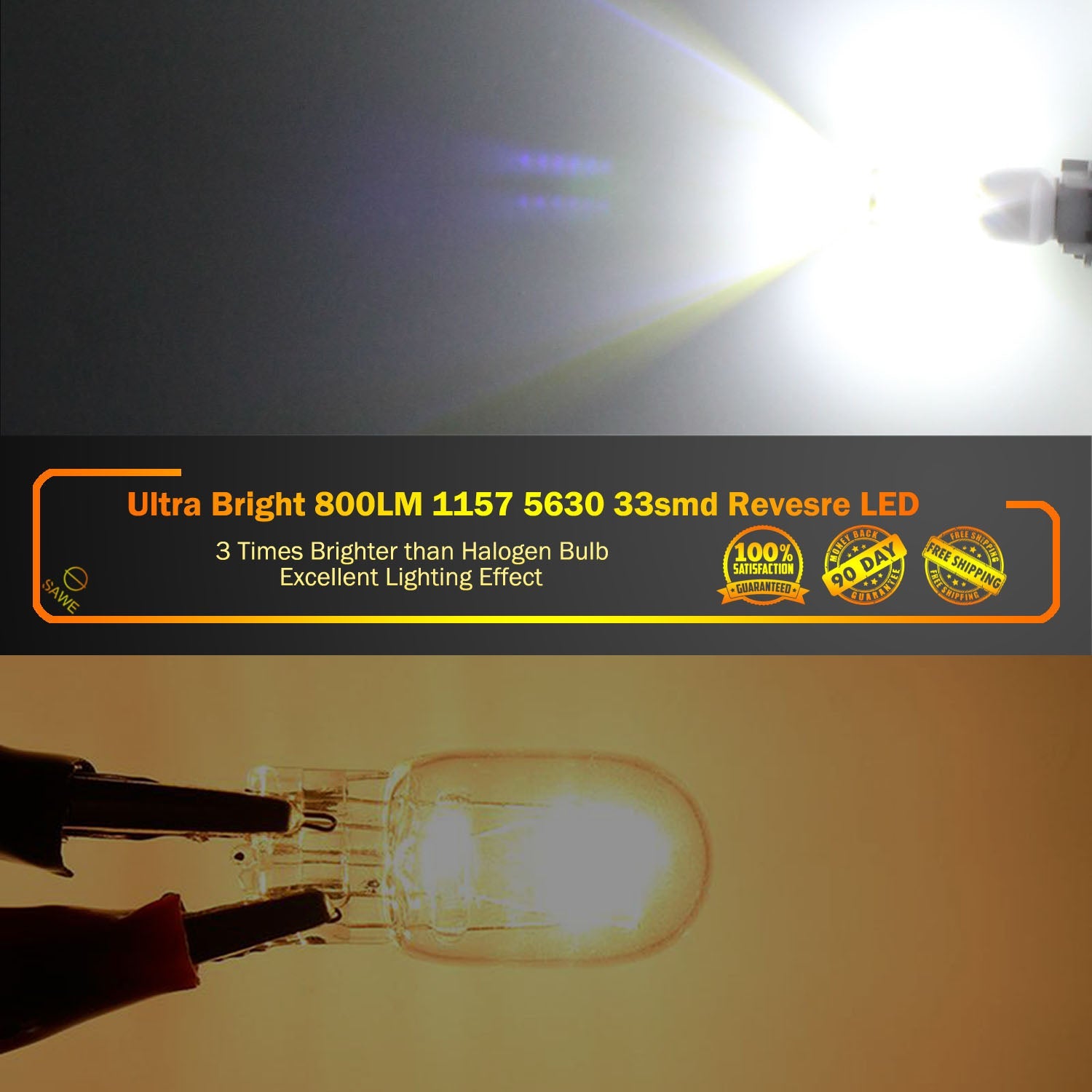 SAWE ® 1157 BAY15D 33-SMD LED Tail Brake Stop Turn Signal Parking Light Bulbs - 6000K White SAWE Lighting