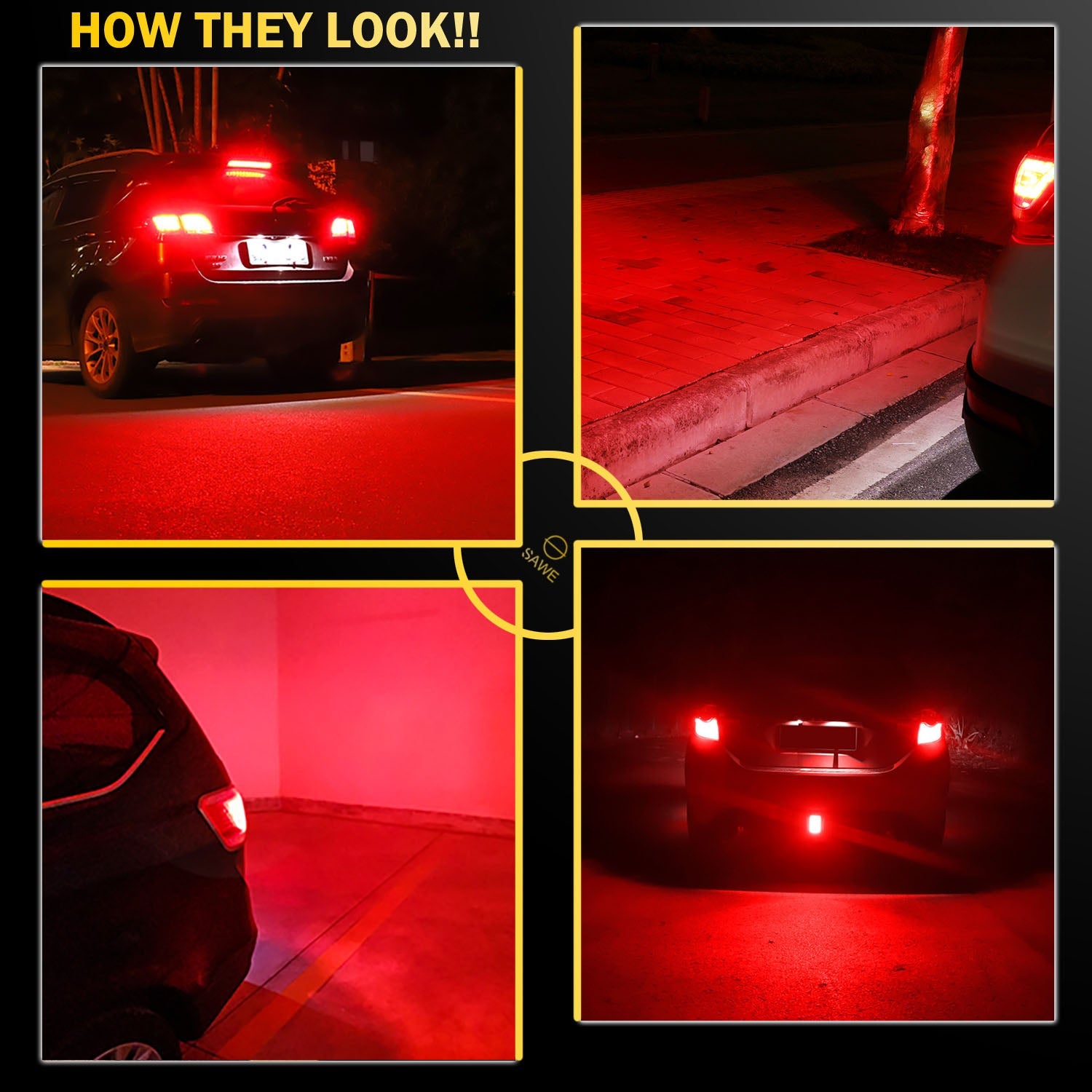 SAWE ® 1157 BAY15D 7528 54-SMD LED Brake Stop Turn Signal Tail Light Bulbs - Red SAWE Lighting