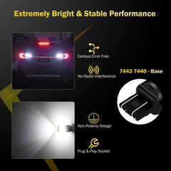 SAWE ® 7443 7440 7444 T20 LED Bulb for Reverse Backup Lights High Mount - 6000K White SAWE Lighting