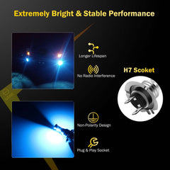 H7 CSP LED Headlights Bulbs High Low Beam Fog Light Canbus - 8000K Ice Blue SAWE Lighting
