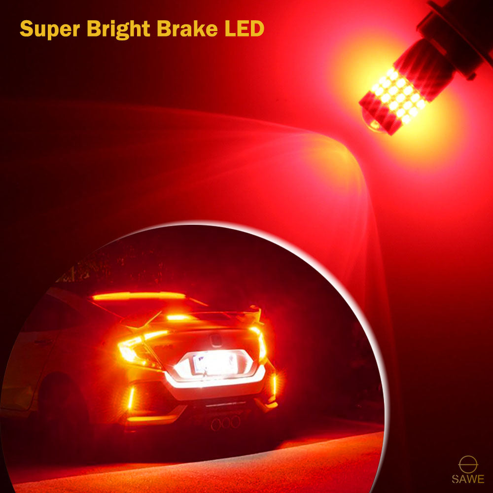 SAWE ® 1157 BAY15D 7528 54-SMD LED Brake Stop Turn Signal Tail Light Bulbs - Red SAWE Lighting