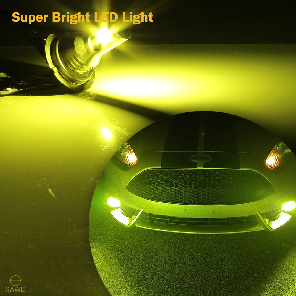 H7 CSP LED Headlights Bulbs High Low Beam Fog Light Canbus - 3000K Yellow SAWE Lighting