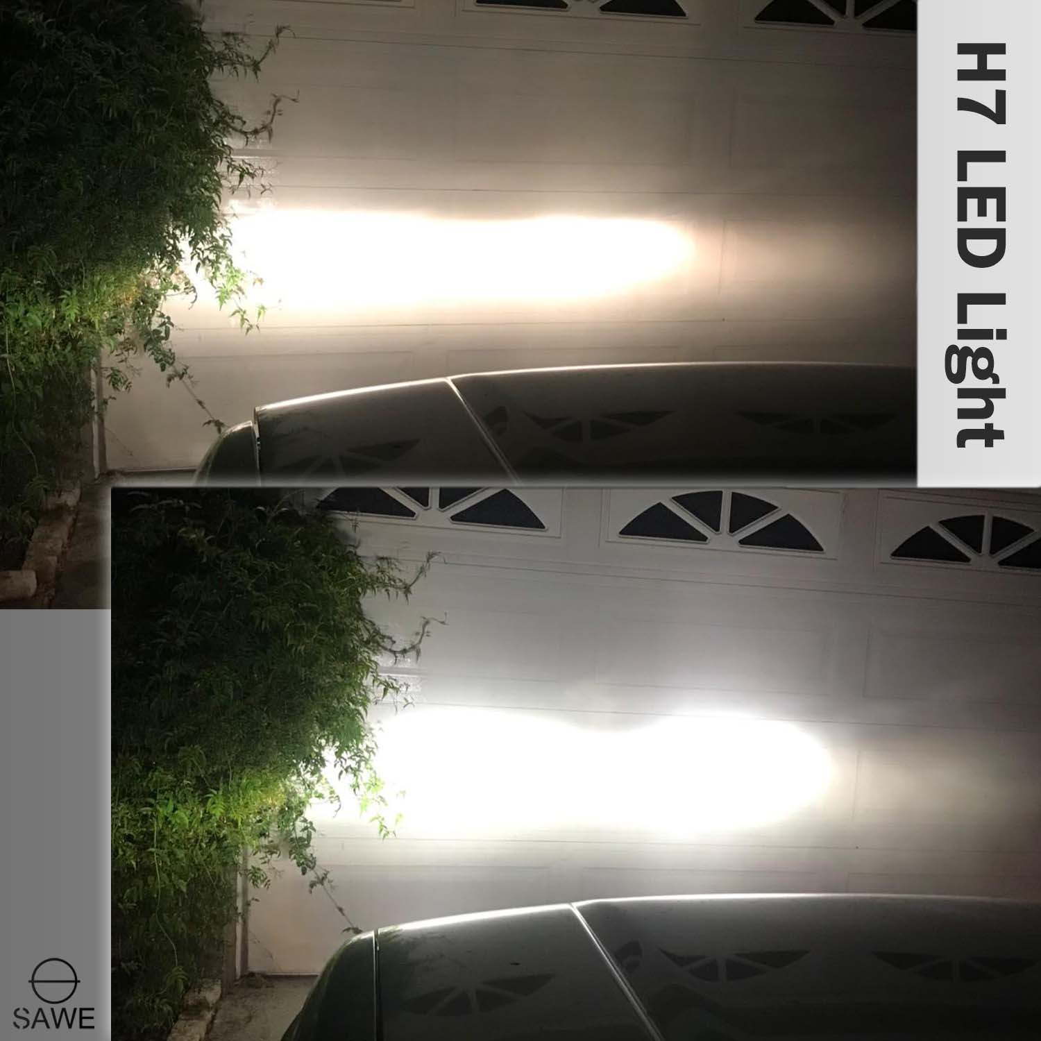 H7 CSP LED Headlights Bulbs High Low Beam Fog Light Canbus - 6000K White SAWE Lighting