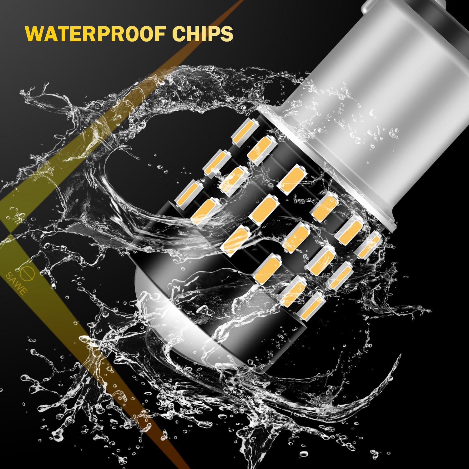 SAWE ® 1157 BAY15D 7528 54-SMD LED Turn Signal Indicator Parking Light Bulbs CANBUS - Amber / Yellow SAWE Lighting