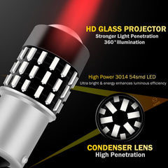SAWE ® 1157 BAY15D 7528 54-SMD LED Brake Stop Turn Signal Tail Light Bulbs - Red SAWE Lighting