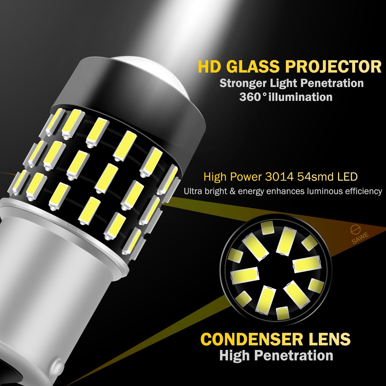 SAWE ® 1156 1073 7506 1141 LED Bulb for Reverse Backup Lights Canbus - 6000K White SAWE Lighting